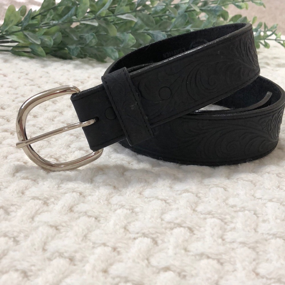 Genuine Leather Black Western Leather Belt